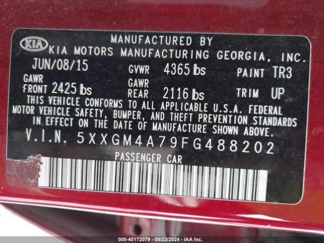 Photo 8 VIN: 5XXGM4A79FG488202 - KIA OPTIMA 