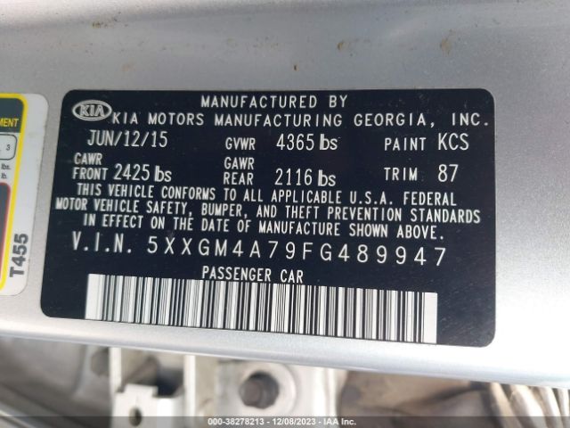 Photo 8 VIN: 5XXGM4A79FG489947 - KIA OPTIMA 