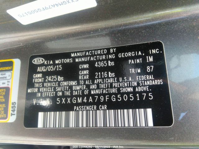 Photo 8 VIN: 5XXGM4A79FG505175 - KIA OPTIMA 