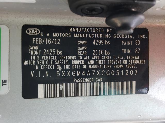 Photo 9 VIN: 5XXGM4A7XCG051207 - KIA OPTIMA LX 