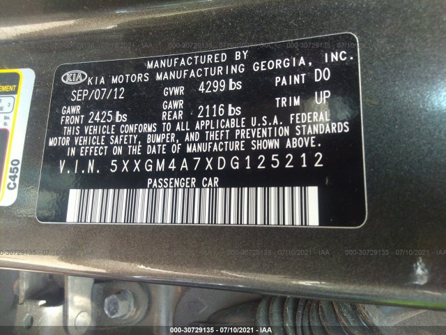 Photo 8 VIN: 5XXGM4A7XDG125212 - KIA OPTIMA 