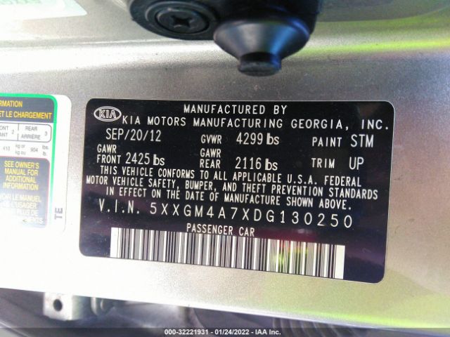 Photo 8 VIN: 5XXGM4A7XDG130250 - KIA OPTIMA 