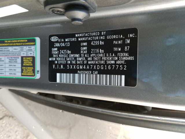 Photo 9 VIN: 5XXGM4A7XDG167752 - KIA OPTIMA LX 