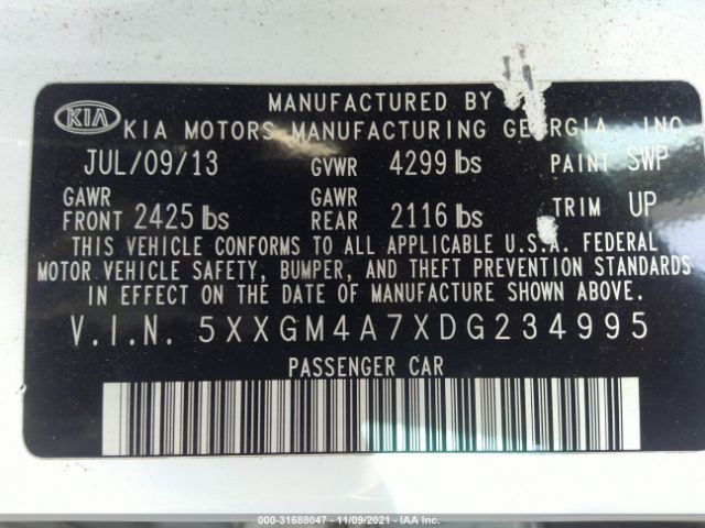 Photo 8 VIN: 5XXGM4A7XDG234995 - KIA OPTIMA 