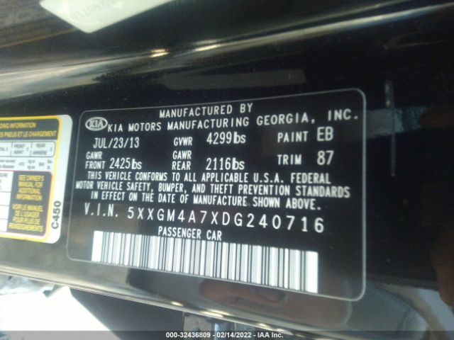 Photo 8 VIN: 5XXGM4A7XDG240716 - KIA OPTIMA 