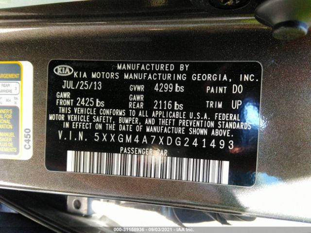 Photo 8 VIN: 5XXGM4A7XDG241493 - KIA OPTIMA 