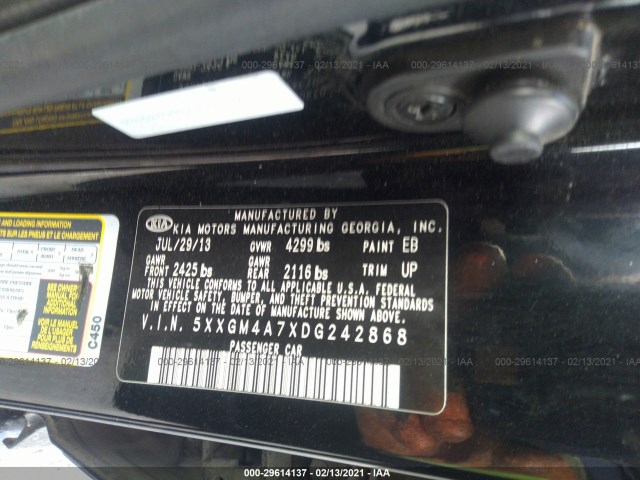 Photo 8 VIN: 5XXGM4A7XDG242868 - KIA OPTIMA 