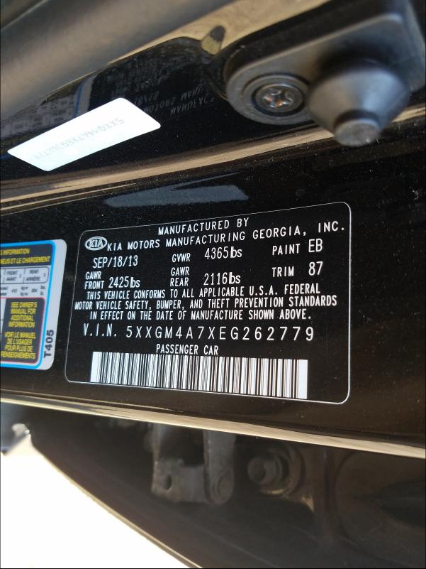 Photo 9 VIN: 5XXGM4A7XEG262779 - KIA OPTIMA LX 