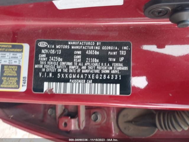 Photo 8 VIN: 5XXGM4A7XEG284331 - KIA OPTIMA 