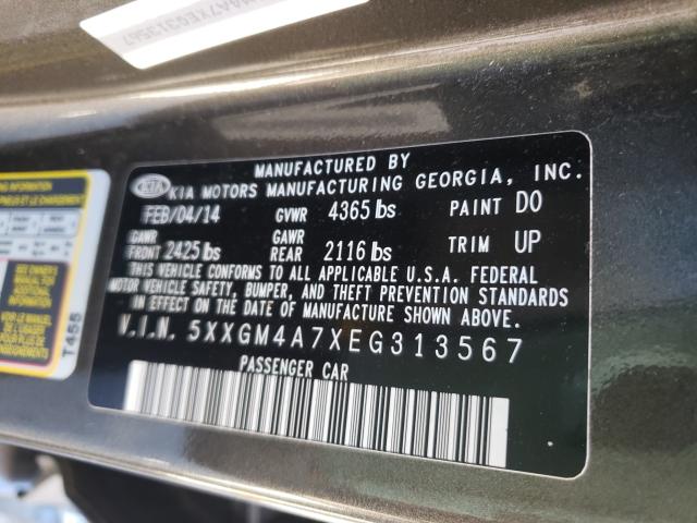 Photo 9 VIN: 5XXGM4A7XEG313567 - KIA OPTIMA LX 