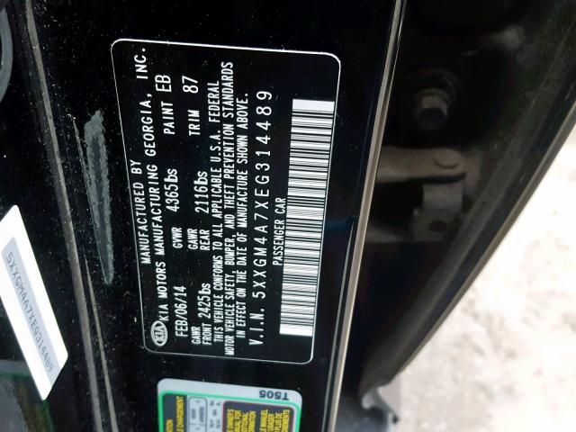 Photo 9 VIN: 5XXGM4A7XEG314489 - KIA OPTIMA LX 