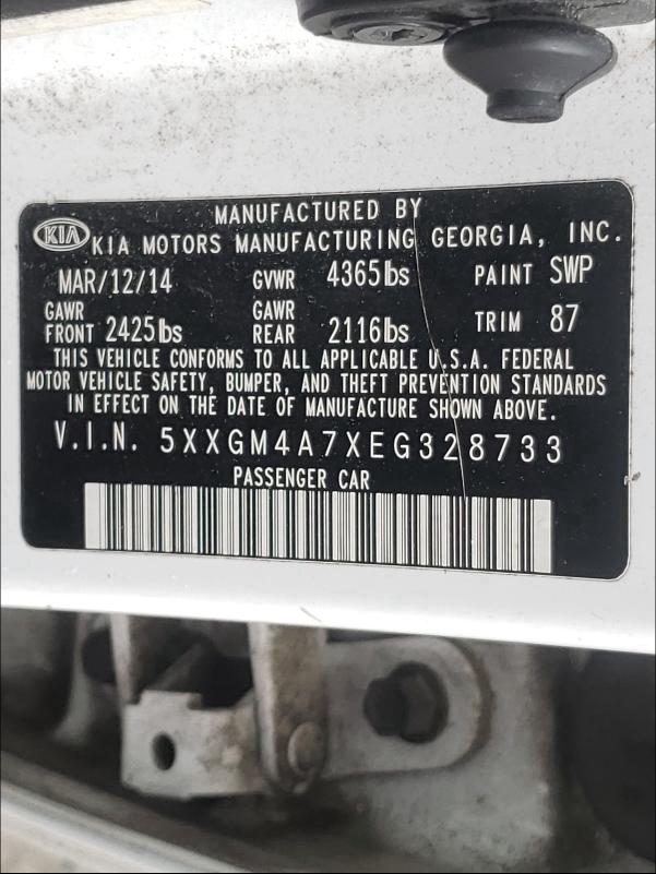 Photo 9 VIN: 5XXGM4A7XEG328733 - KIA OPTIMA LX 