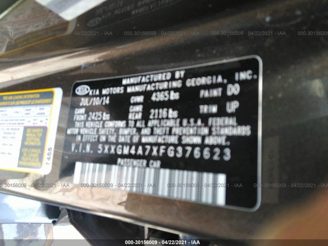 Photo 8 VIN: 5XXGM4A7XFG376623 - KIA OPTIMA 