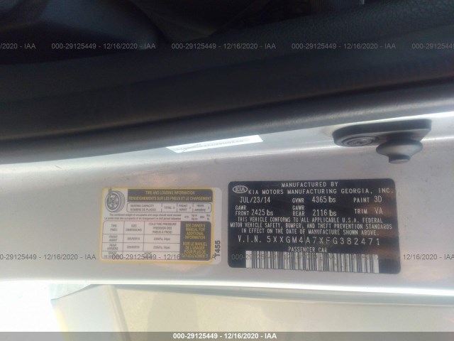 Photo 8 VIN: 5XXGM4A7XFG382471 - KIA OPTIMA 