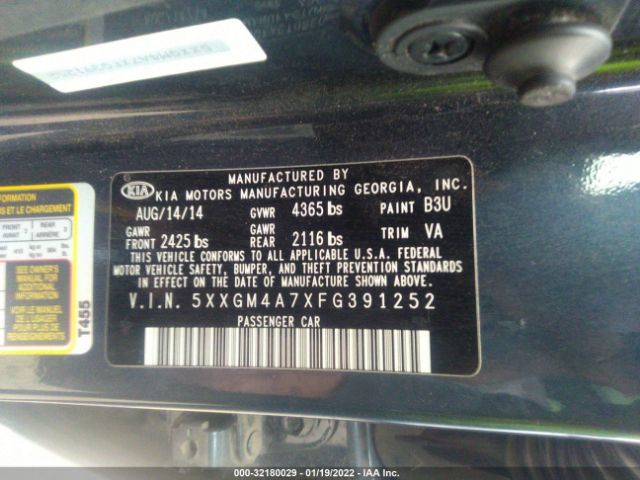 Photo 8 VIN: 5XXGM4A7XFG391252 - KIA OPTIMA 