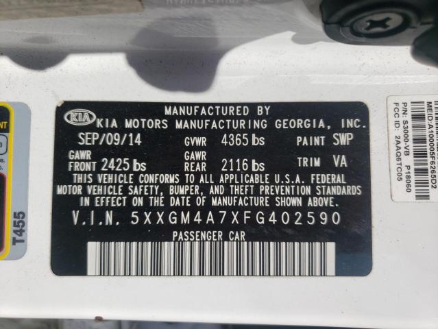 Photo 9 VIN: 5XXGM4A7XFG402590 - KIA OPTIMA LX 