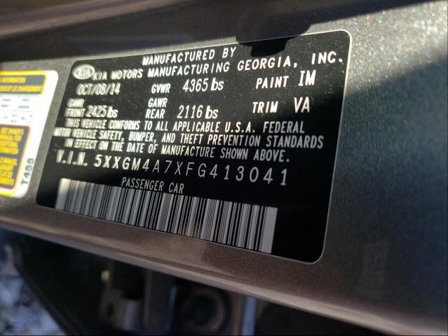 Photo 9 VIN: 5XXGM4A7XFG413041 - KIA OPTIMA LX 