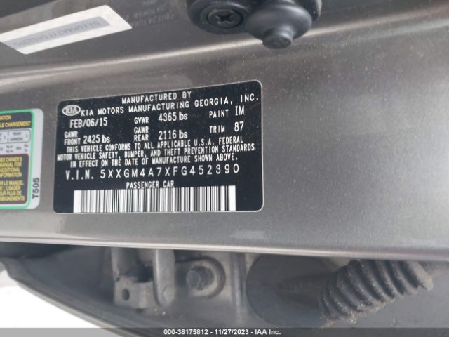 Photo 8 VIN: 5XXGM4A7XFG452390 - KIA OPTIMA 