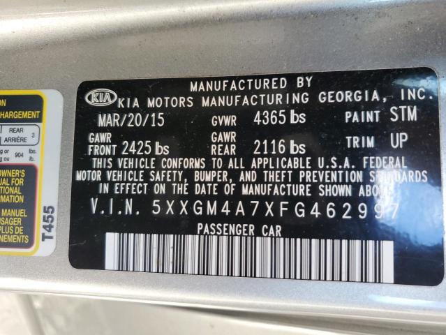 Photo 12 VIN: 5XXGM4A7XFG462997 - KIA OPTIMA LX 