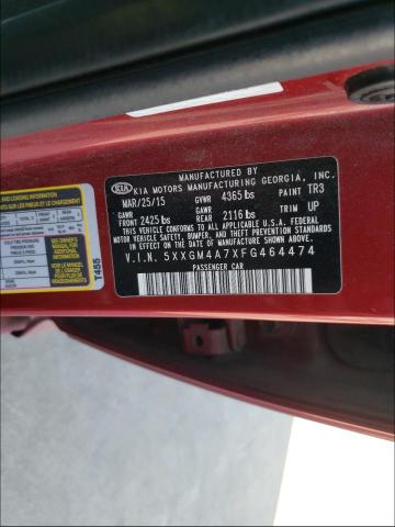 Photo 9 VIN: 5XXGM4A7XFG464474 - KIA OPTIMA LX 