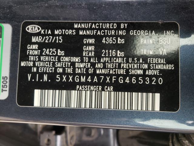 Photo 9 VIN: 5XXGM4A7XFG465320 - KIA OPTIMA LX 