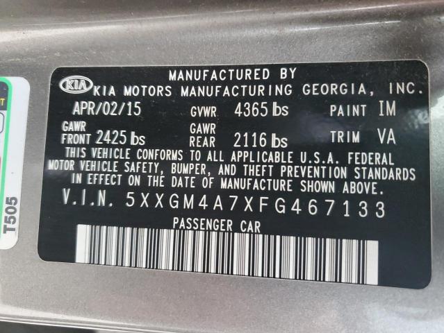 Photo 11 VIN: 5XXGM4A7XFG467133 - KIA OPTIMA LX 