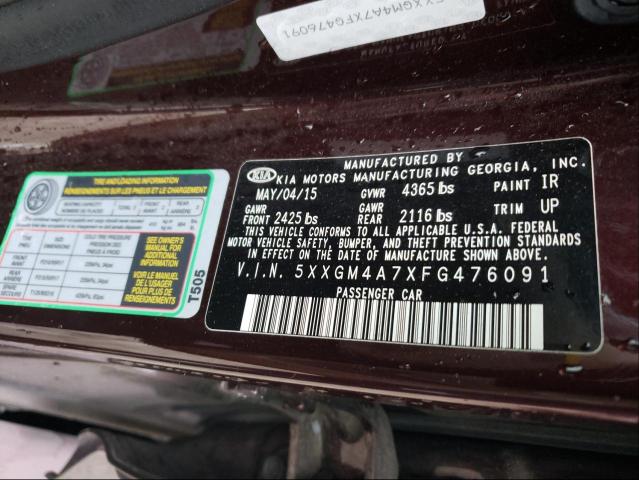 Photo 9 VIN: 5XXGM4A7XFG476091 - KIA OPTIMA LX 