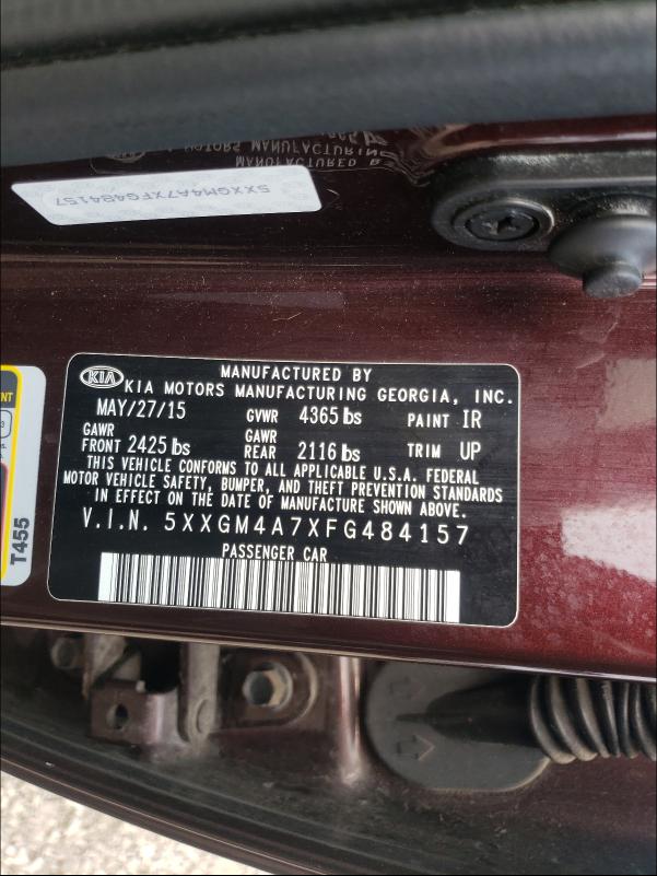 Photo 9 VIN: 5XXGM4A7XFG484157 - KIA OPTIMA LX 