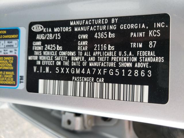 Photo 9 VIN: 5XXGM4A7XFG512863 - KIA OPTIMA LX 