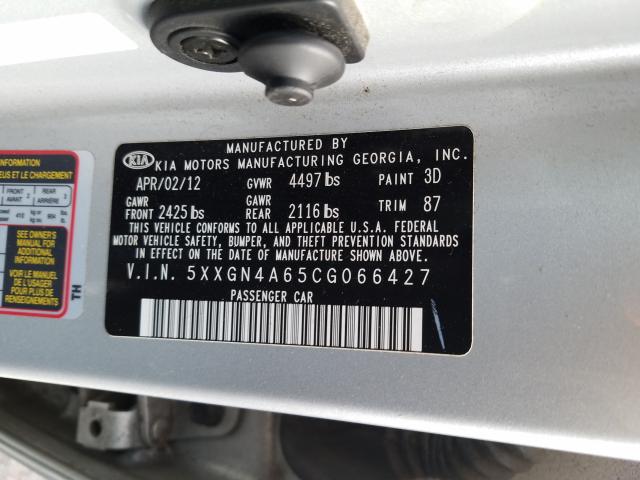 Photo 9 VIN: 5XXGN4A65CG066427 - KIA OPTIMA EX 