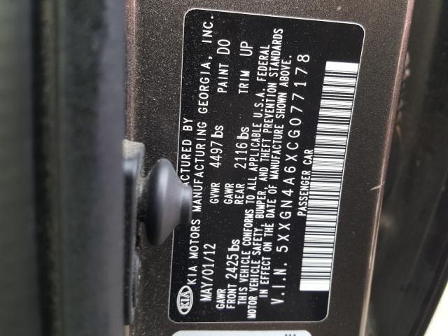 Photo 9 VIN: 5XXGN4A6XCG077178 - KIA OPTIMA EX 