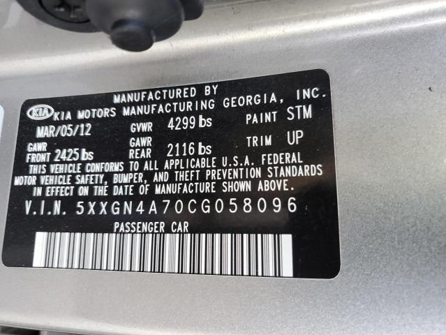 Photo 9 VIN: 5XXGN4A70CG058096 - KIA OPTIMA EX 