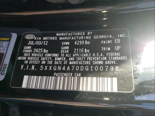 Photo 9 VIN: 5XXGN4A70DG100798 - KIA OPTIMA EX 