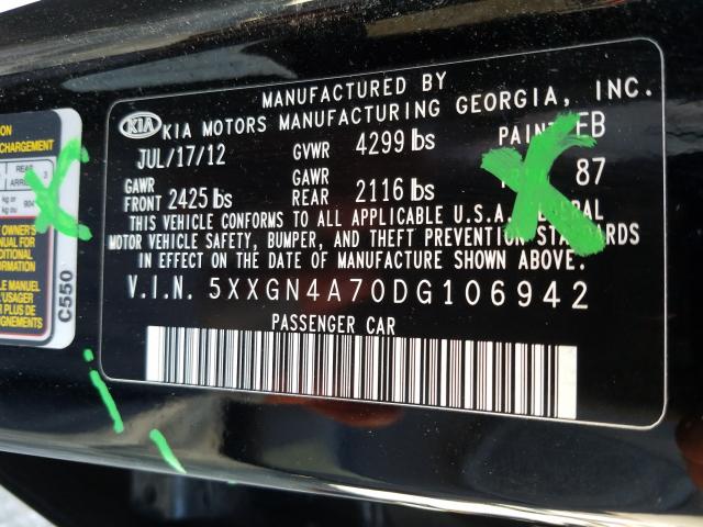 Photo 9 VIN: 5XXGN4A70DG106942 - KIA OPTIMA EX 