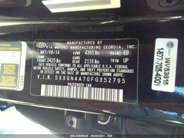 Photo 8 VIN: 5XXGN4A70FG352795 - KIA OPTIMA 