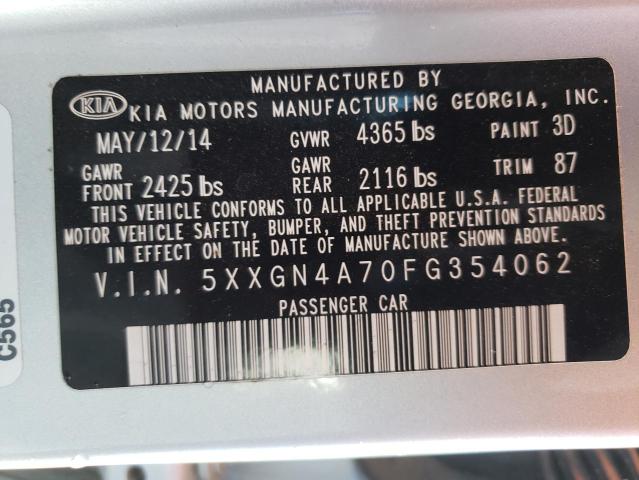 Photo 9 VIN: 5XXGN4A70FG354062 - KIA OPTIMA EX 