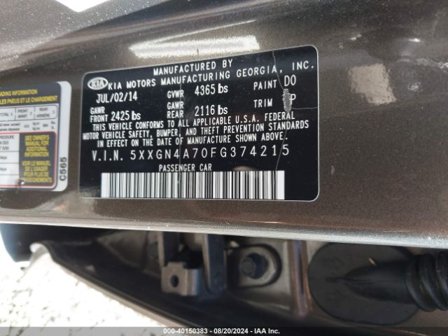 Photo 8 VIN: 5XXGN4A70FG374215 - KIA OPTIMA 