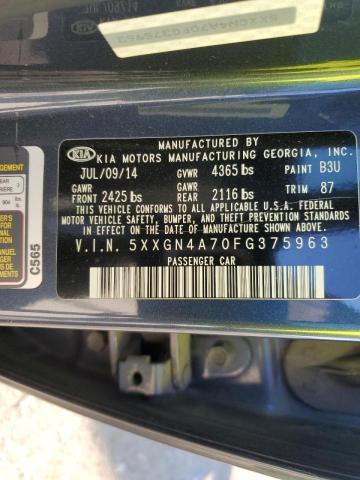 Photo 9 VIN: 5XXGN4A70FG375963 - KIA OPTIMA EX 