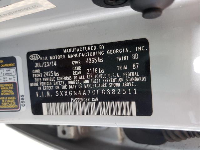 Photo 9 VIN: 5XXGN4A70FG382511 - KIA OPTIMA EX 