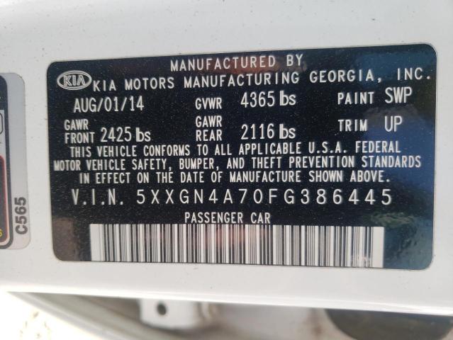 Photo 9 VIN: 5XXGN4A70FG386445 - KIA OPTIMA EX 