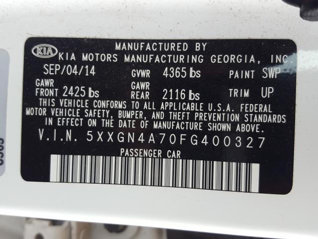 Photo 9 VIN: 5XXGN4A70FG400327 - KIA OPTIMA EX 