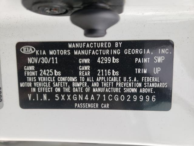 Photo 9 VIN: 5XXGN4A71CG029996 - KIA OPTIMA EX 