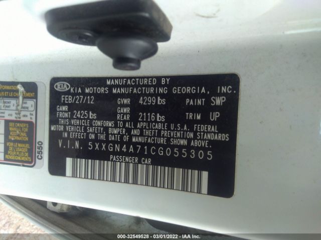 Photo 8 VIN: 5XXGN4A71CG055305 - KIA OPTIMA 