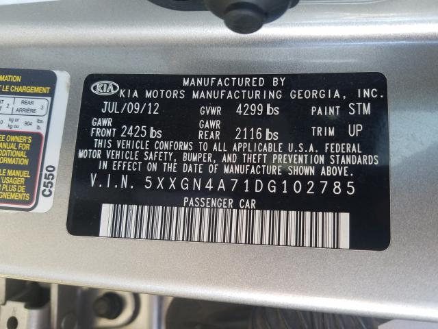 Photo 9 VIN: 5XXGN4A71DG102785 - KIA OPTIMA EX 