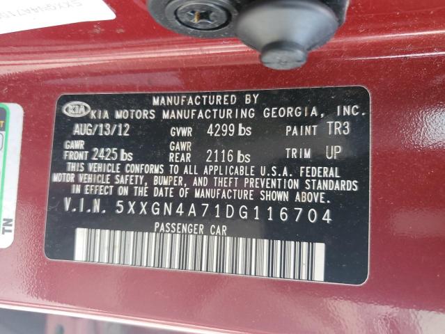 Photo 11 VIN: 5XXGN4A71DG116704 - KIA OPTIMA 