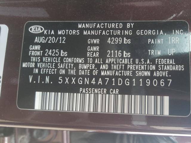 Photo 9 VIN: 5XXGN4A71DG119067 - KIA OPTIMA EX 