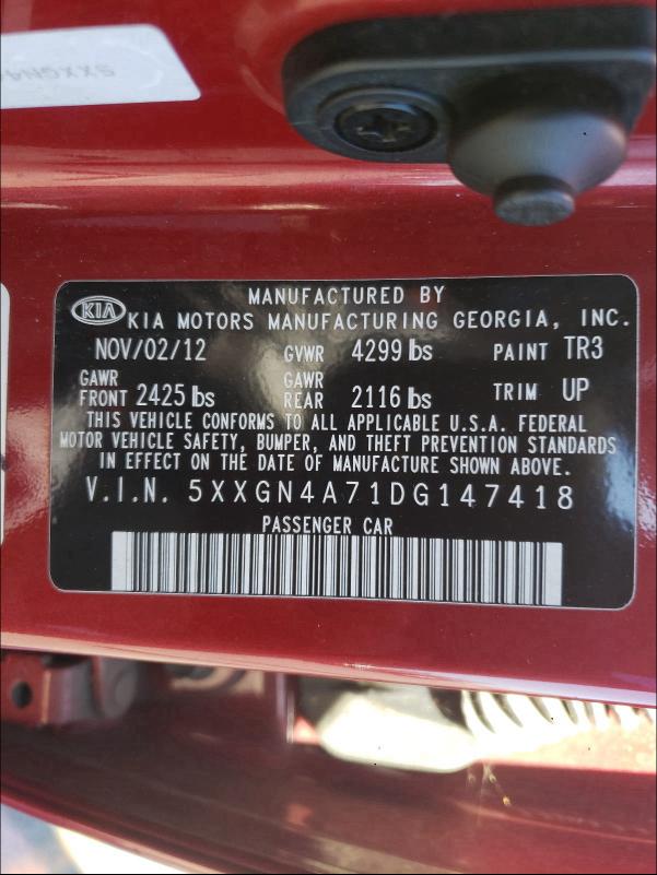 Photo 9 VIN: 5XXGN4A71DG147418 - KIA OPTIMA 