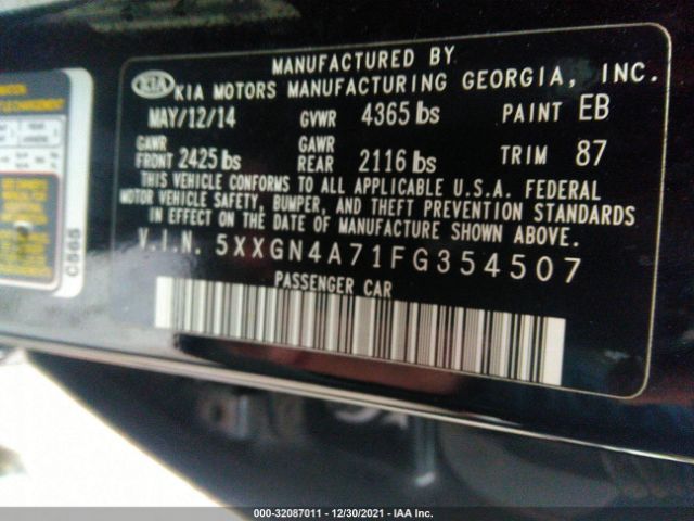 Photo 8 VIN: 5XXGN4A71FG354507 - KIA OPTIMA 