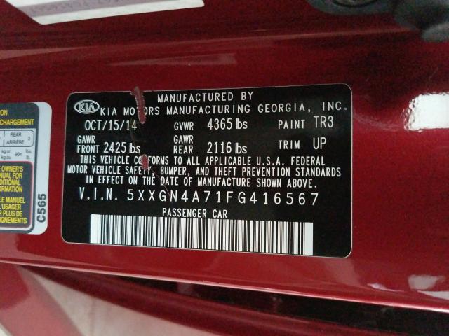 Photo 9 VIN: 5XXGN4A71FG416567 - KIA OPTIMA EX 