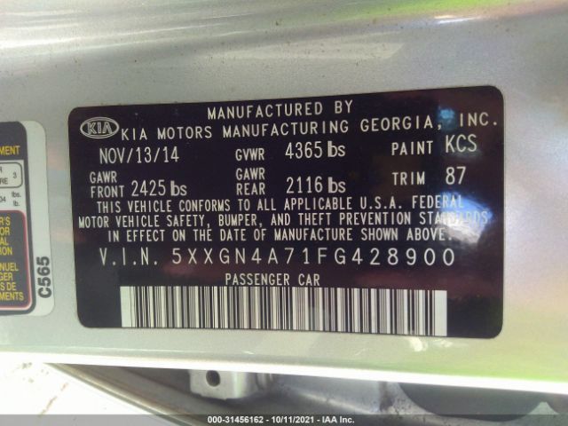 Photo 8 VIN: 5XXGN4A71FG428900 - KIA OPTIMA 